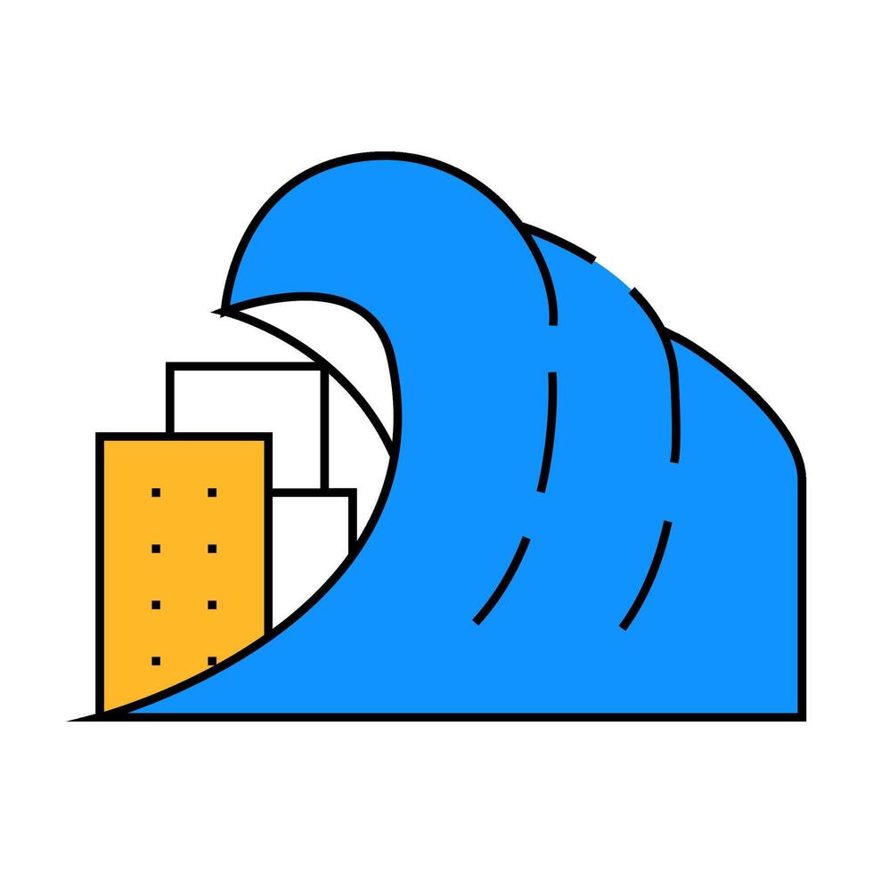 tsunami problem symbol illustration icon color illustration vector