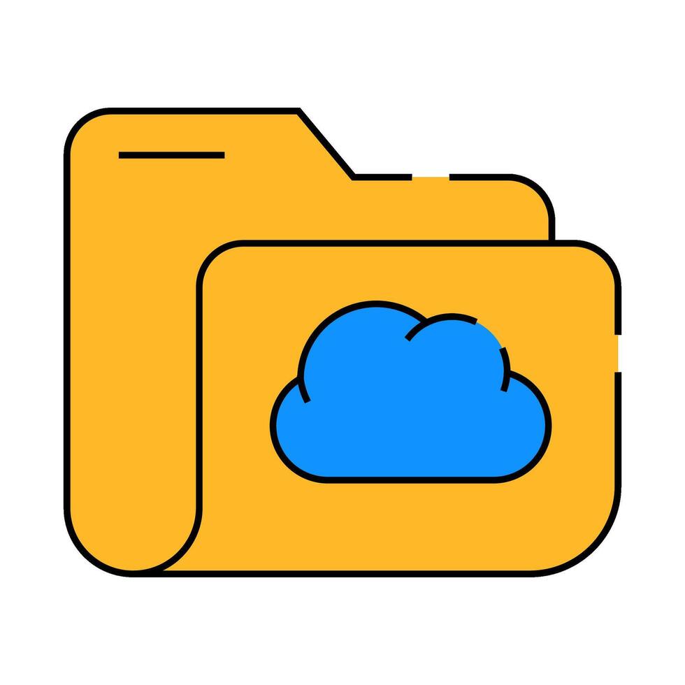 computer folder cloud storage icon color illustration vector
