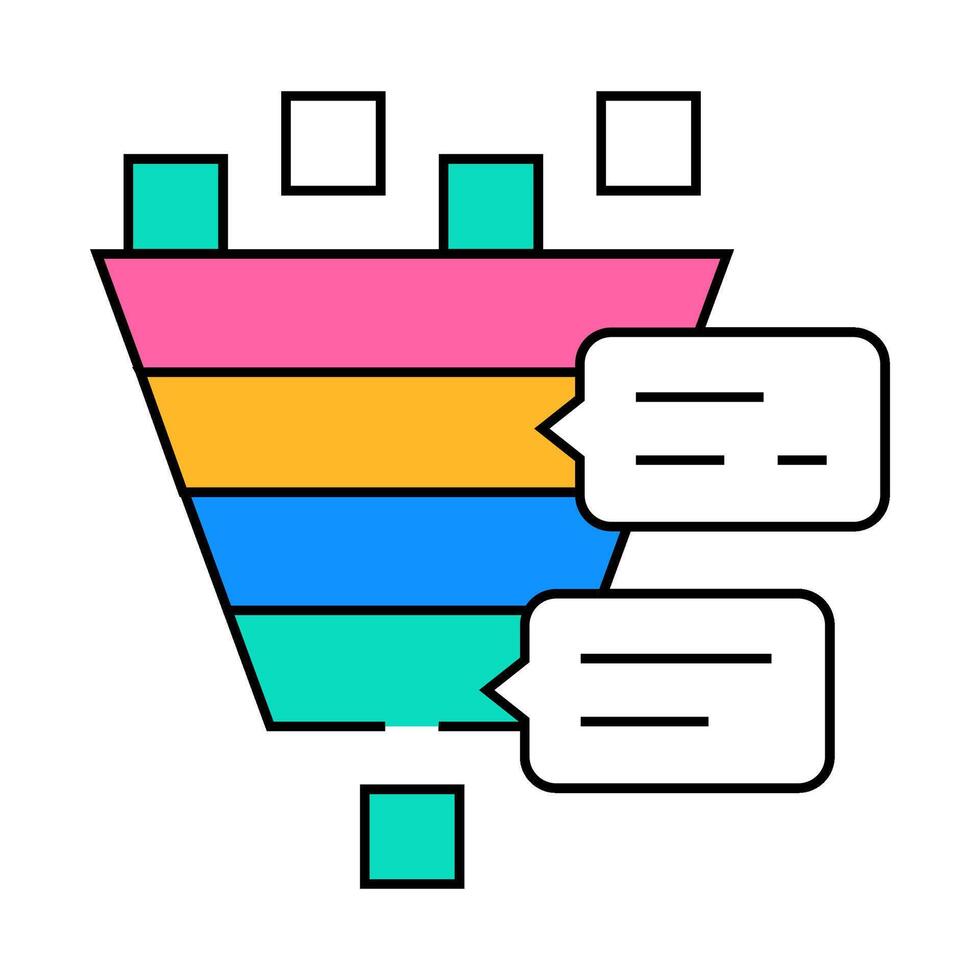 pyramided analysis with comments icon color illustration vector