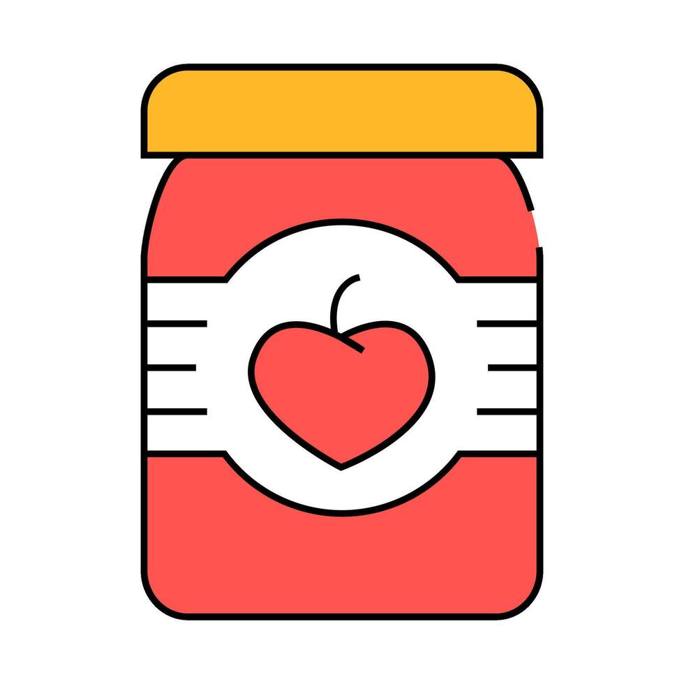 strawberry jam jar icon color illustration vector