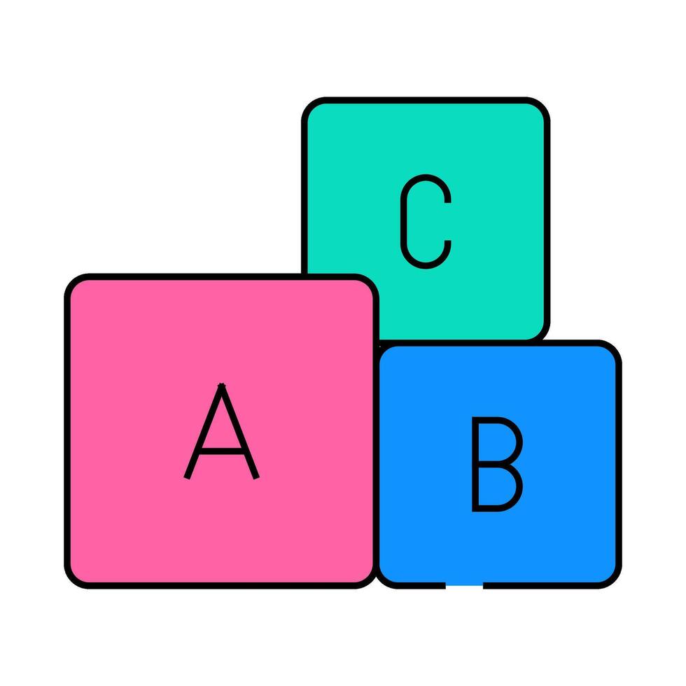 letters cubes icon color illustration vector