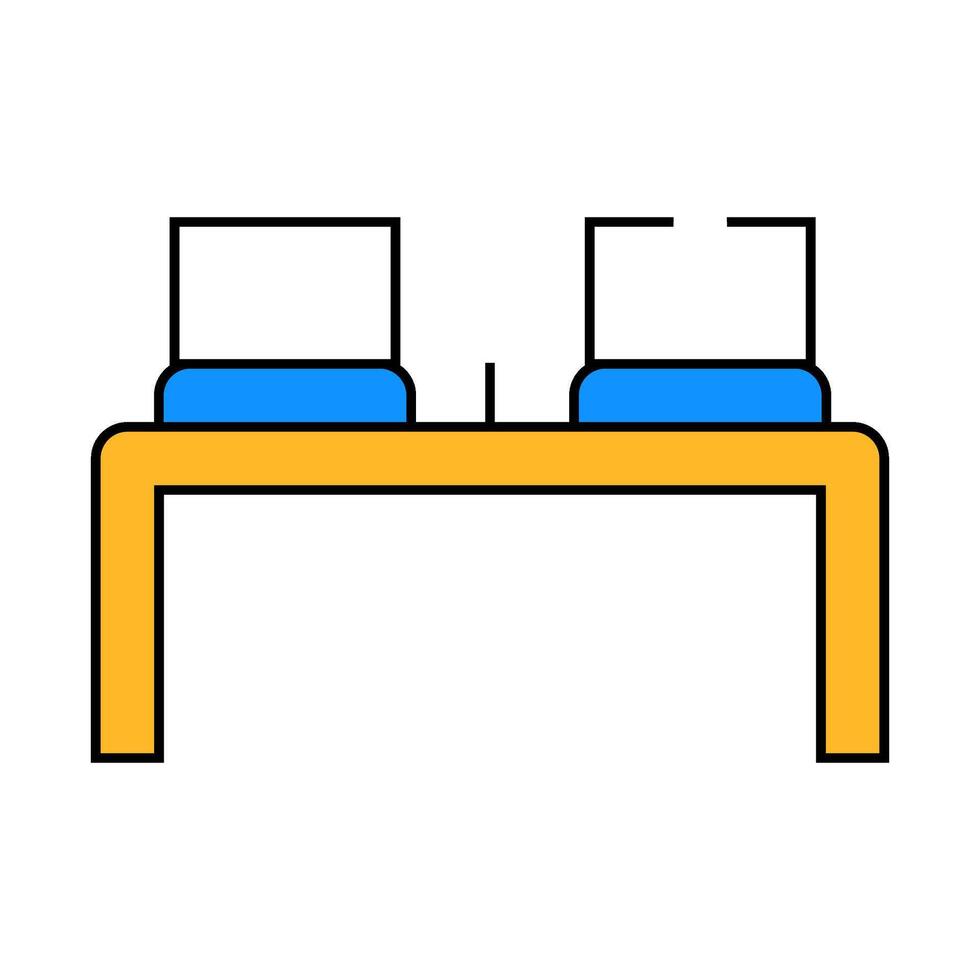 working place table with laptop icon color illustration vector