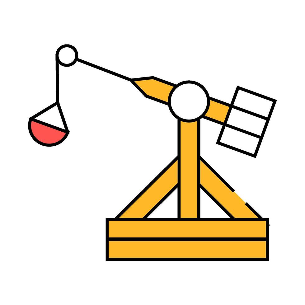 medieval catapult icon color illustration vector