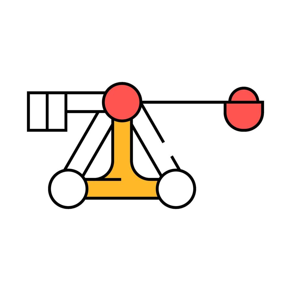medieval catapult weapon icon color illustration vector