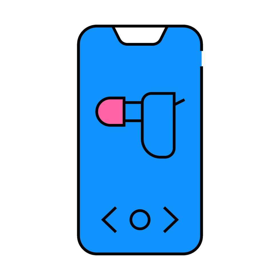 hearing aid device on phone screen icon color illustration vector