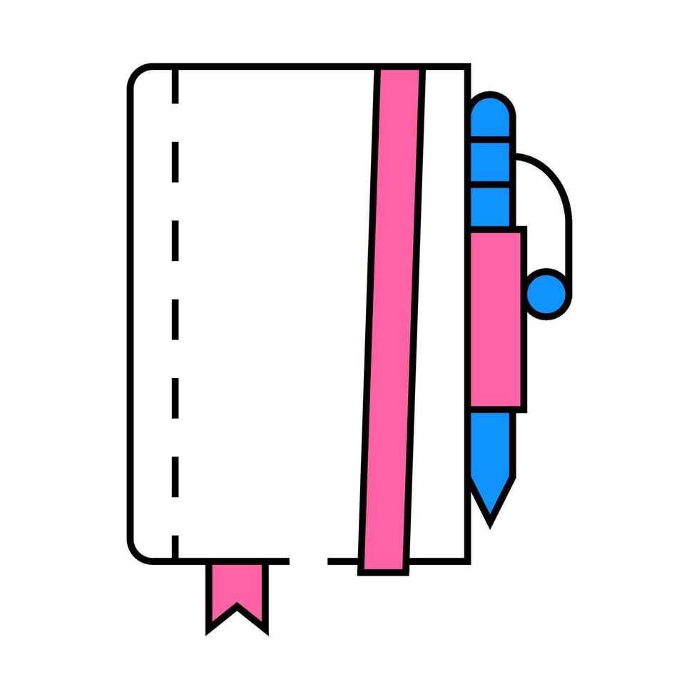 notebook and pen icon color illustration vector