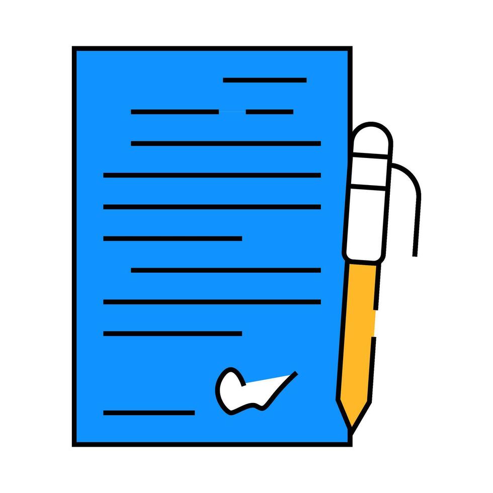 contract signing sign icon color illustration vector