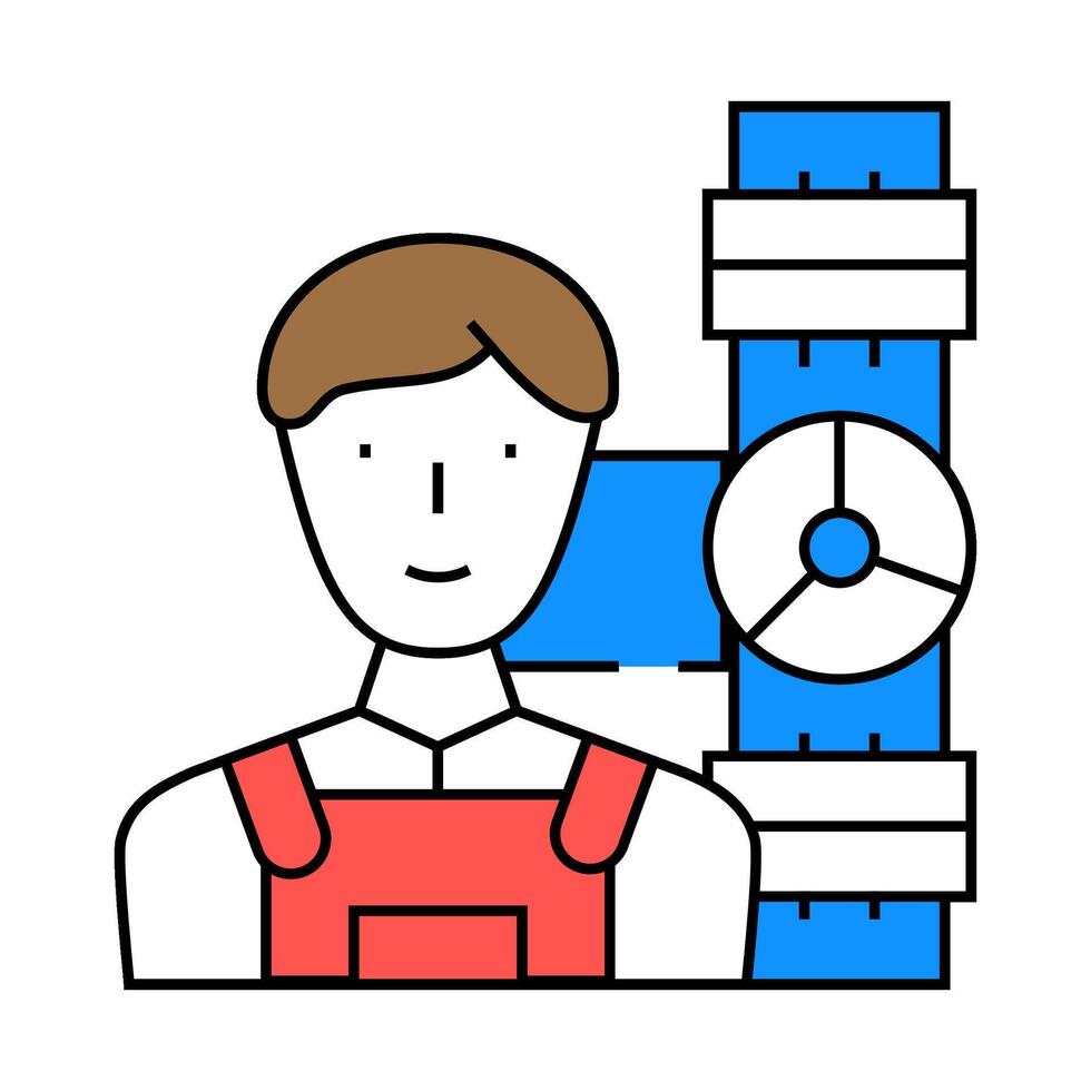 plumber worker flat icon color illustration vector