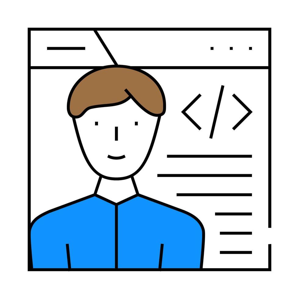 programmer worker flat icon color illustration vector