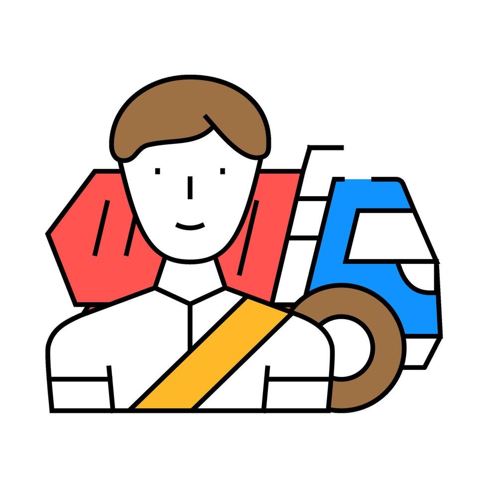 driver worker flat icon color illustration vector