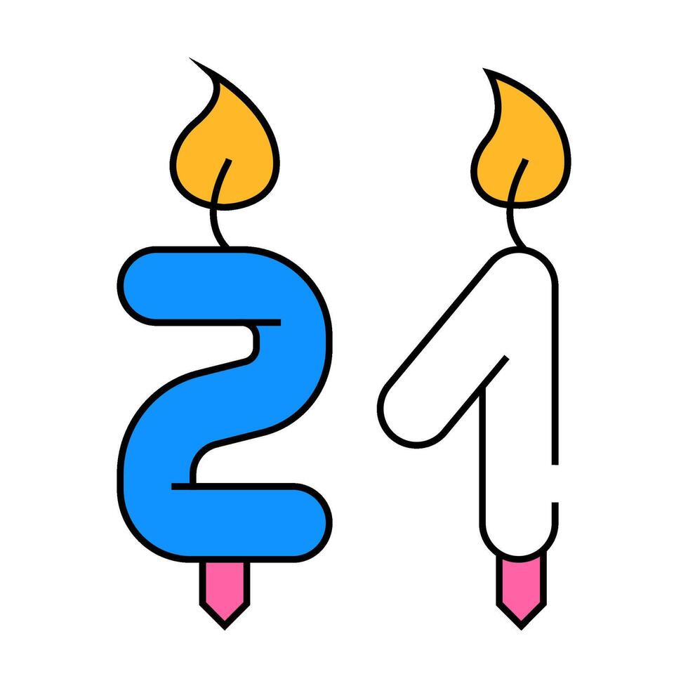 burning candles in number form birthday icon color illustration vector