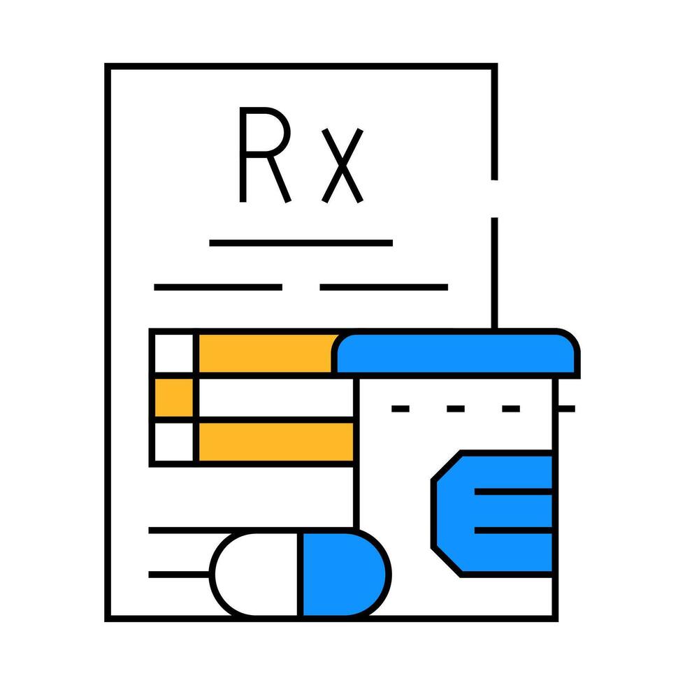 medical prescription and pills icon color illustration vector
