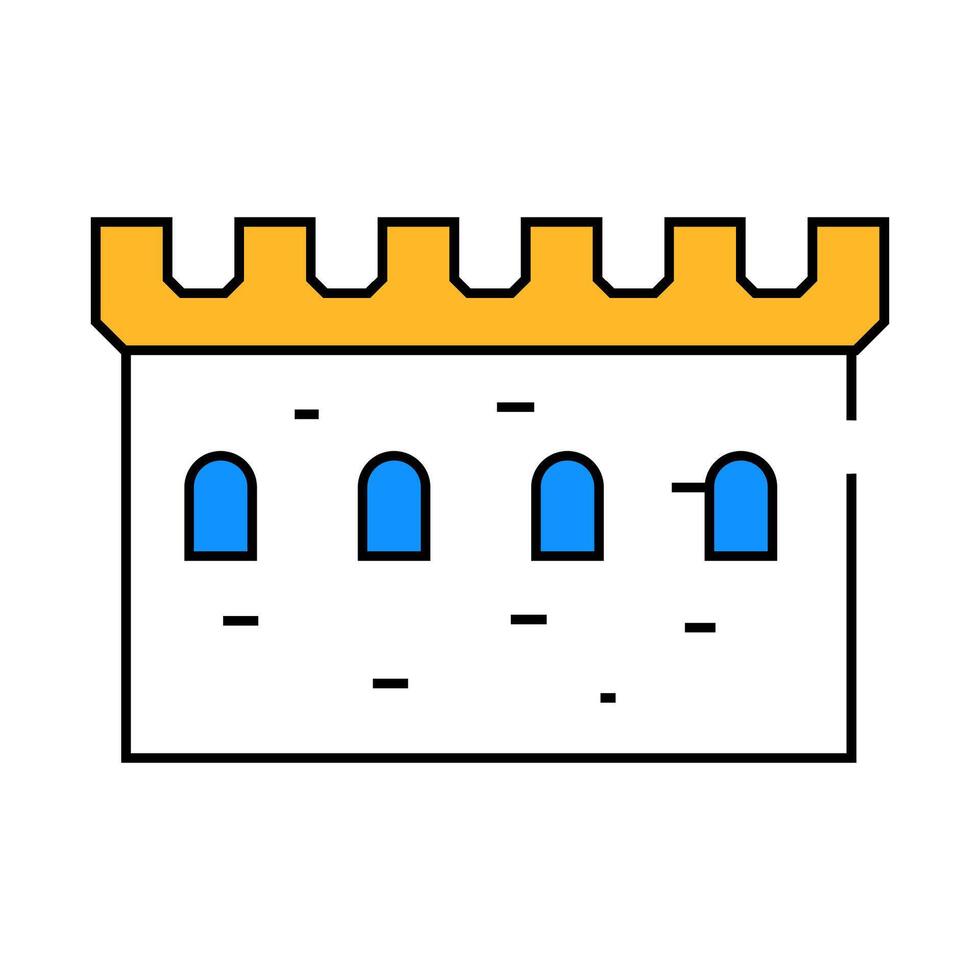 stone wall with windows icon color illustration vector
