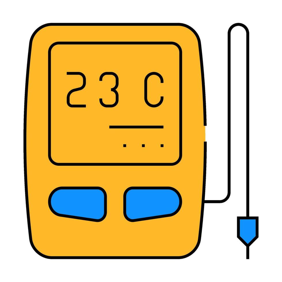 digital thermometer with sensor icon color illustration vector