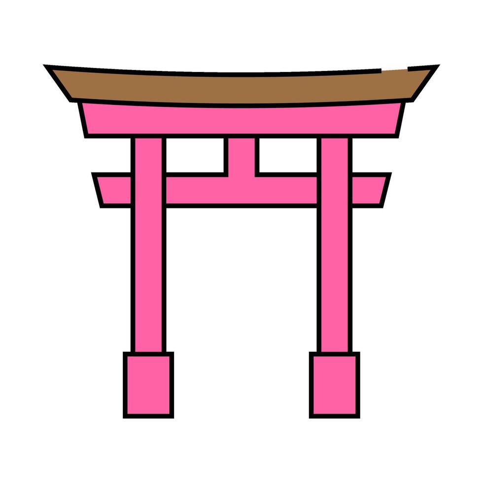 torii gate icon color illustration vector