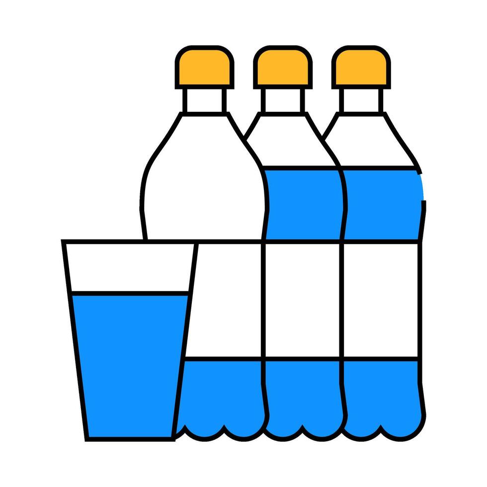 water bottles and cup icon color illustration vector