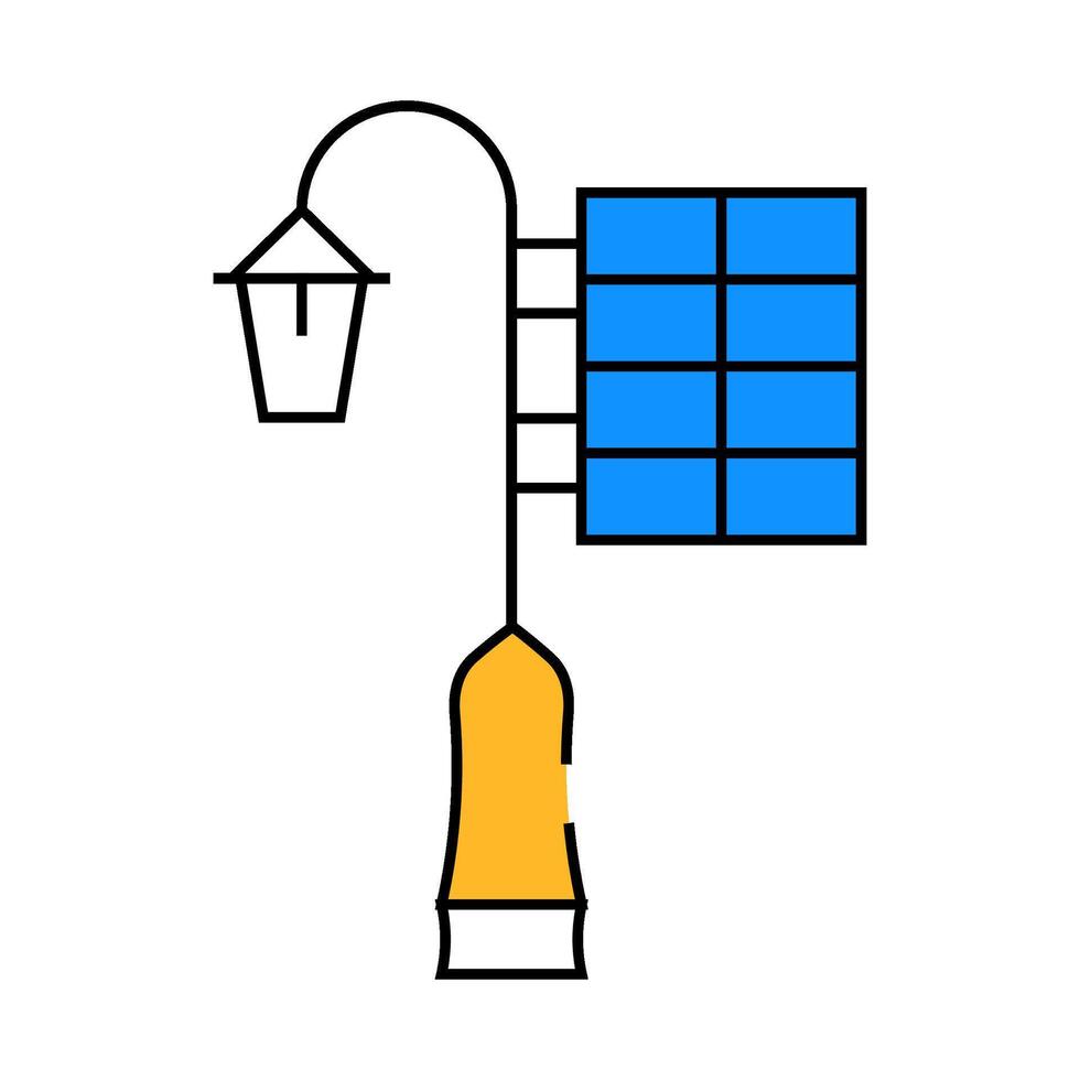 light pole with solar panel icon color illustration vector