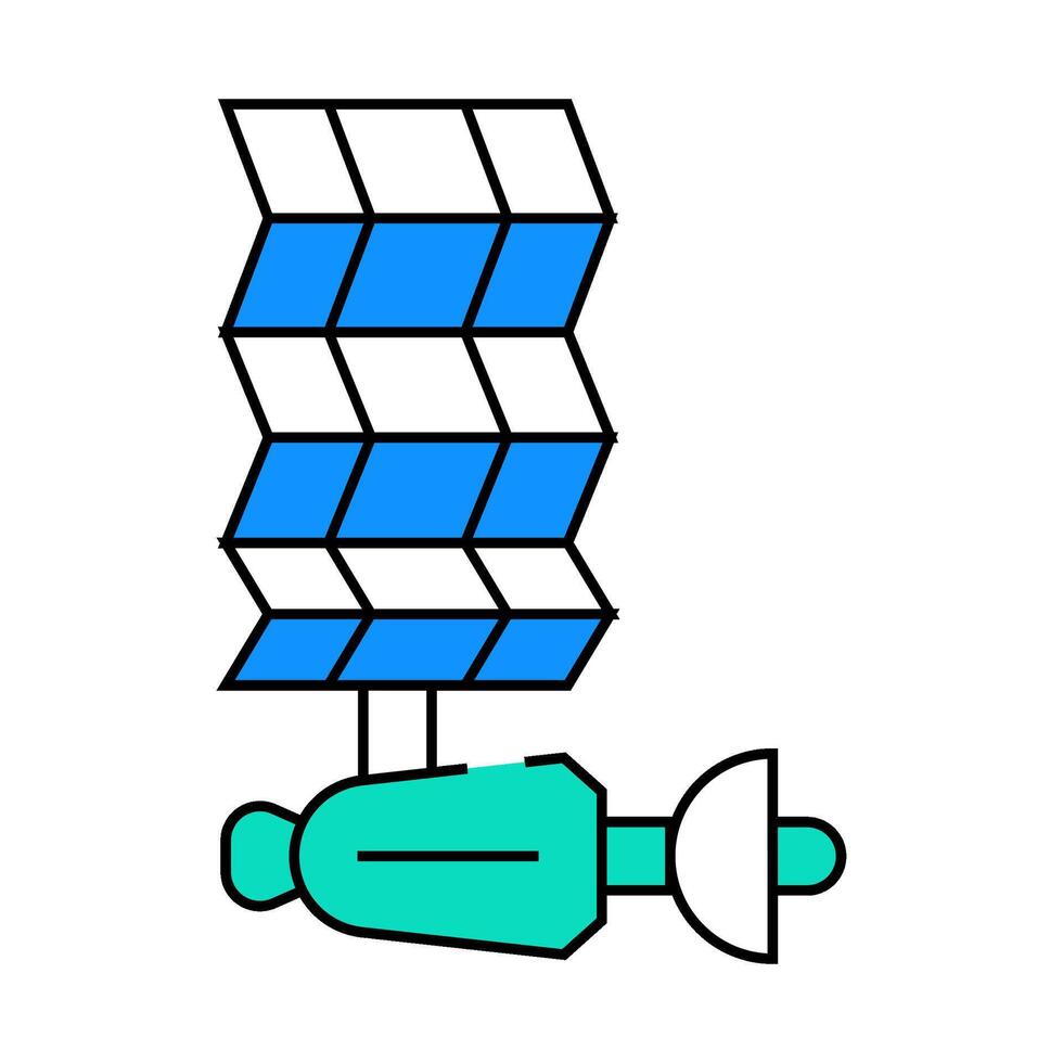 satellite with solar panel icon color illustration vector