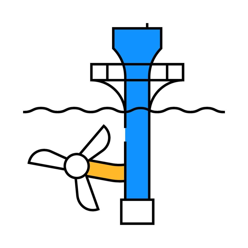 ocean electrical tidal power plant icon color illustration vector