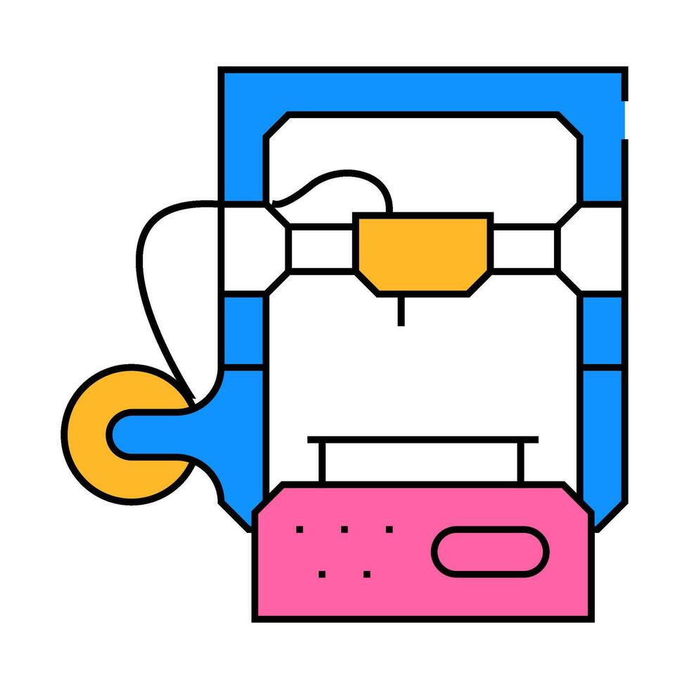 3d printer flat icon color illustration vector