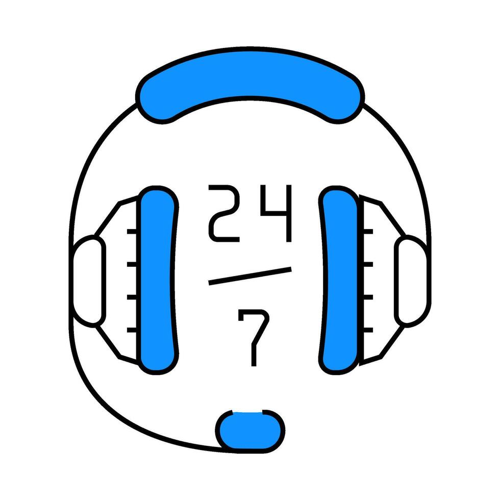 24 7 call center work icon color illustration vector