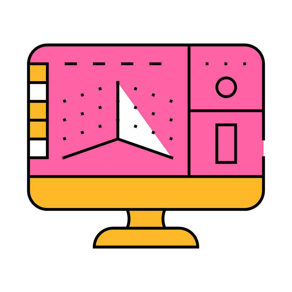 3d modeling flat icon color illustration vector