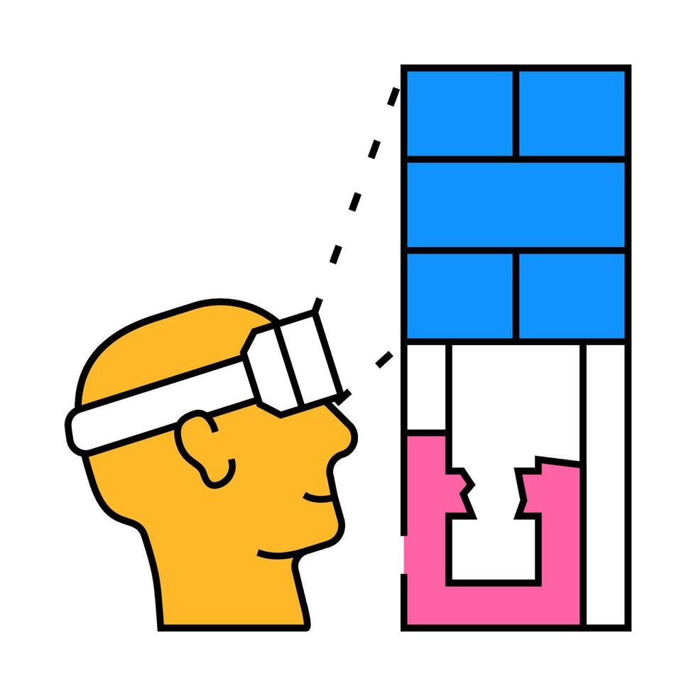 presentation future buildings with vr glasses icon color illustration vector