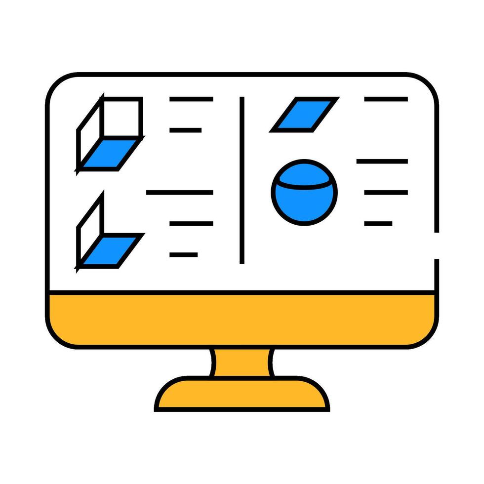 3d object library icon color illustration vector