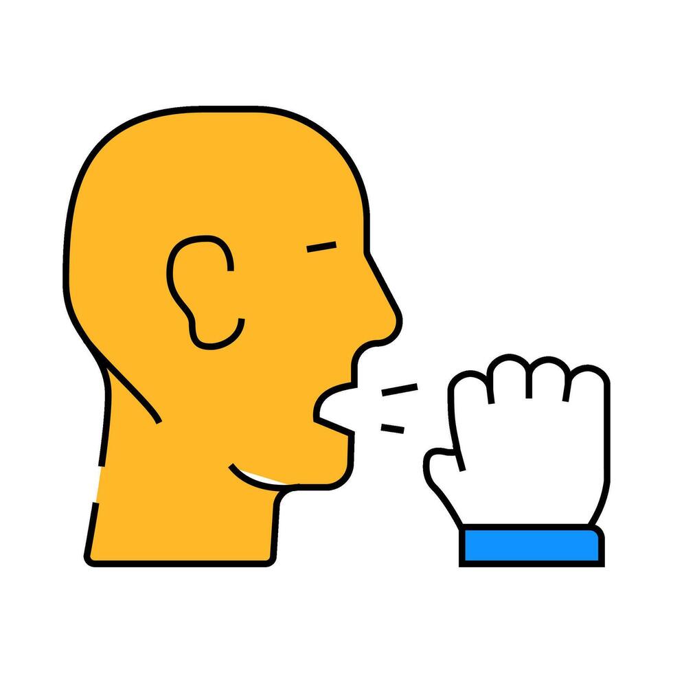 cough flu flat icon color illustration vector