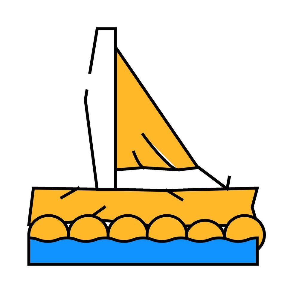 raft boat flat icon color illustration vector