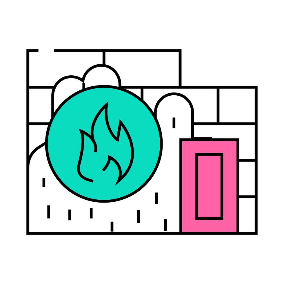 flame proof building material icon color illustration vector