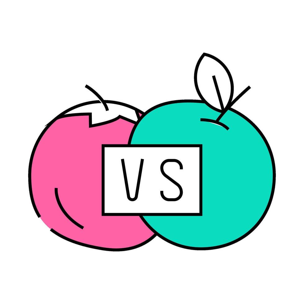 fight with oranges and tomatoes icon color illustration vector