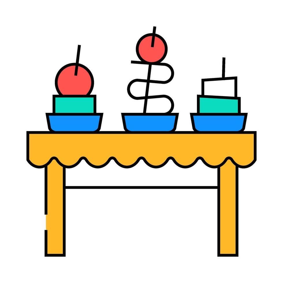 snacks buffet icon color illustration vector