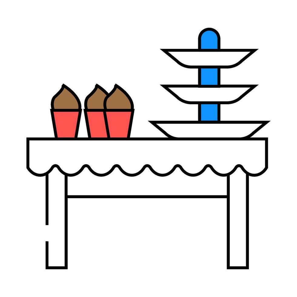 dessert table buffet icon color illustration vector