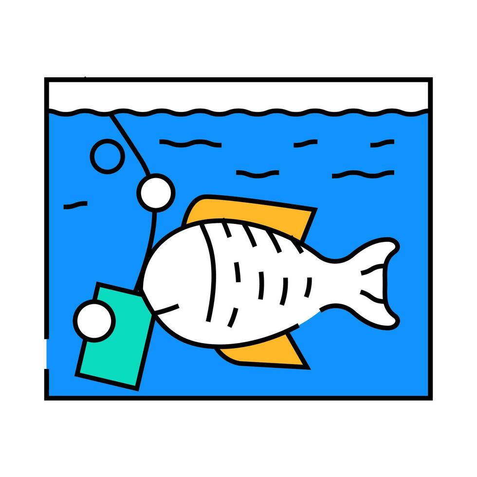 aquarium with fish icon color illustration vector