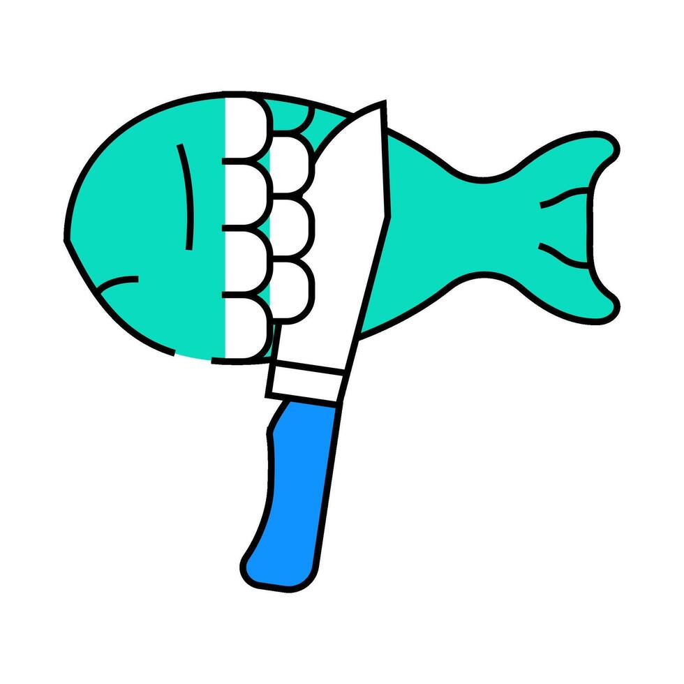 cleaning fish icon color illustration vector