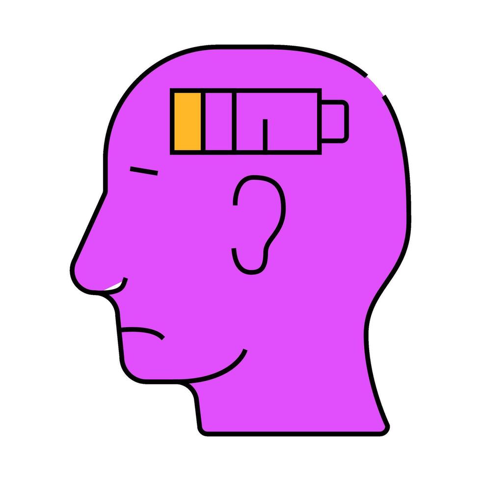 lack of strength neurosis, low battery icon color illustration vector