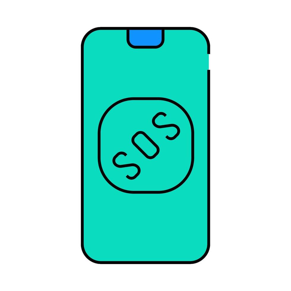 sos button on smartphone screen when neurosis icon color illustration vector