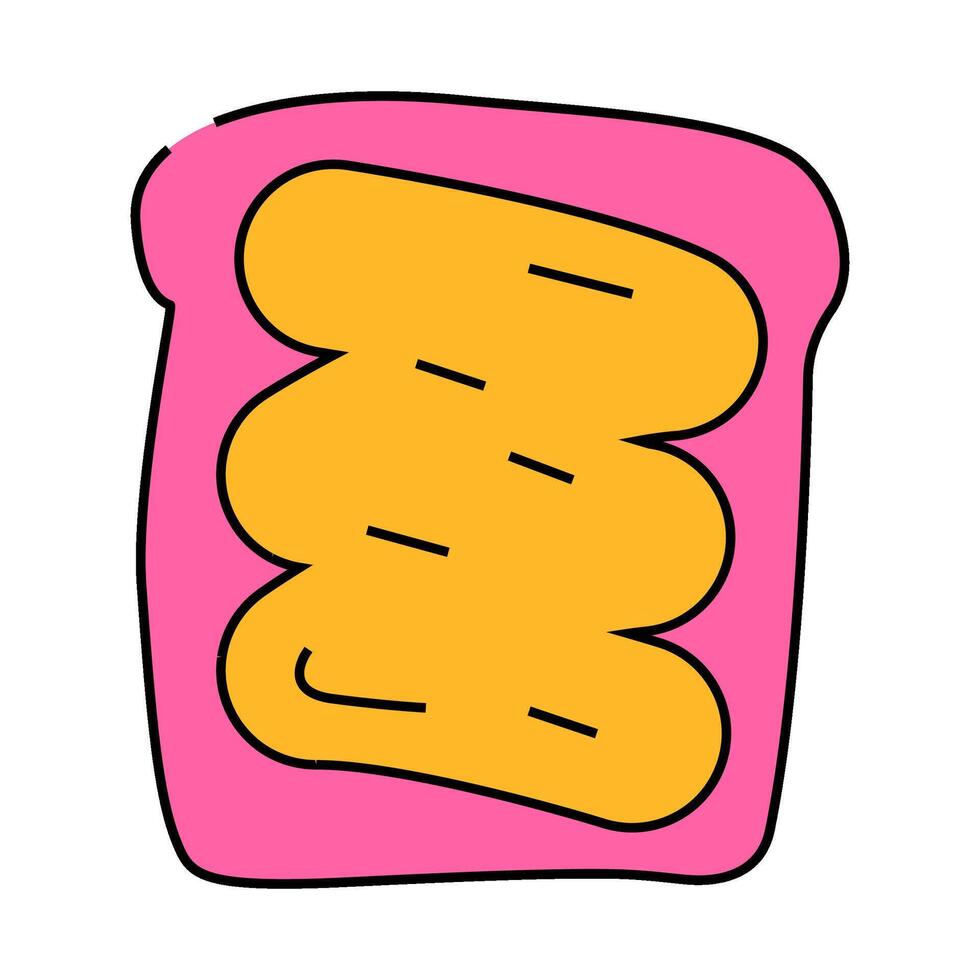 bread piece with peanut butter icon color illustration vector