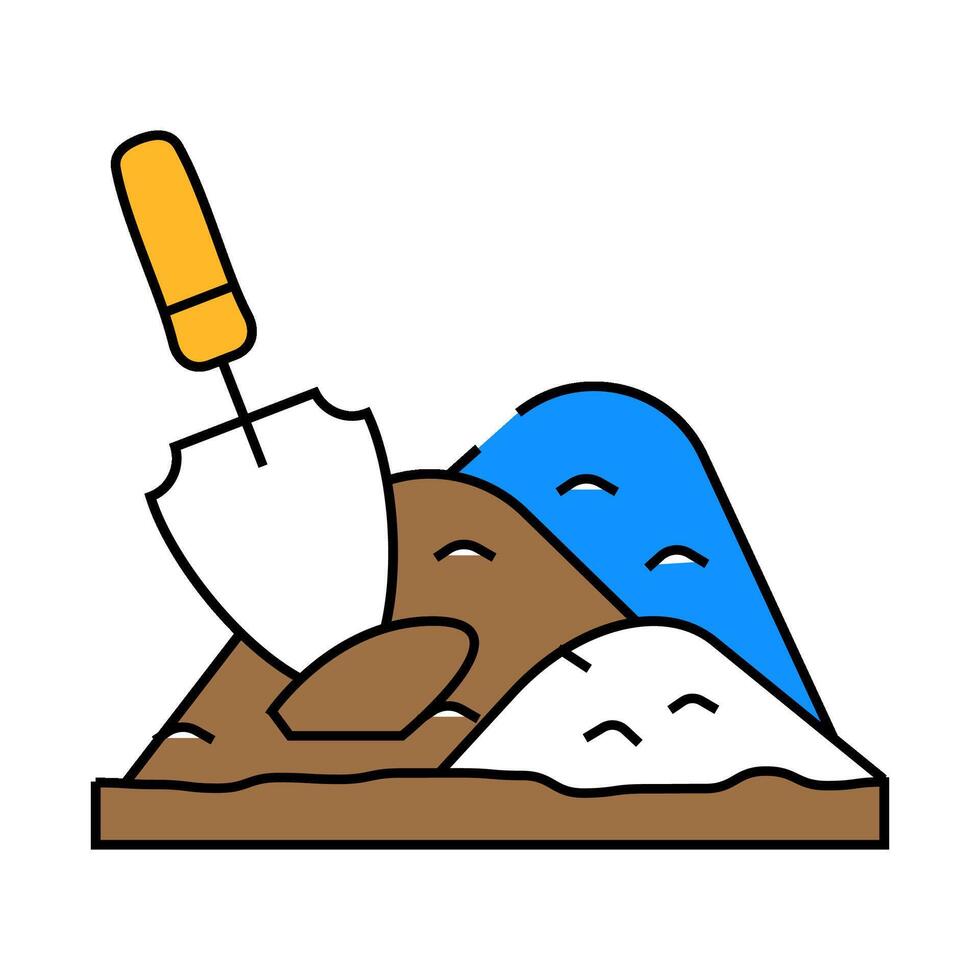 shovel in heap of peat icon color illustration vector