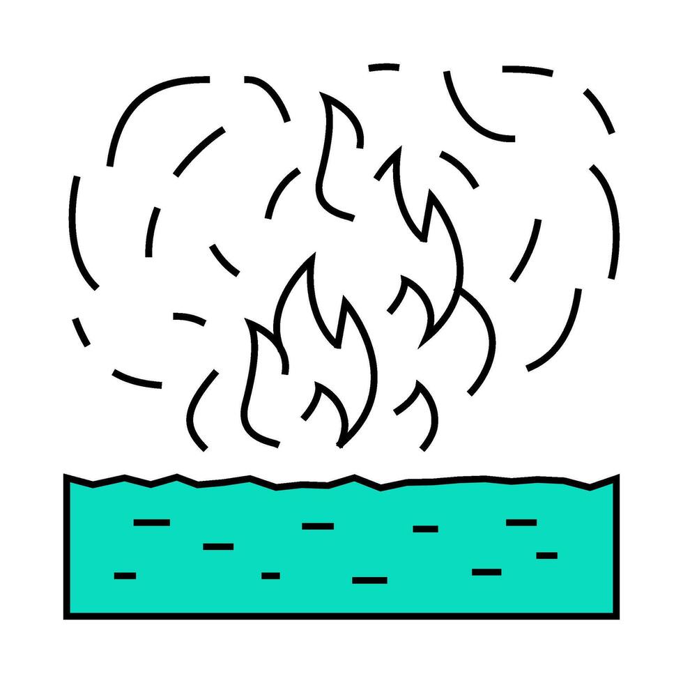 burning field peat icon color illustration vector