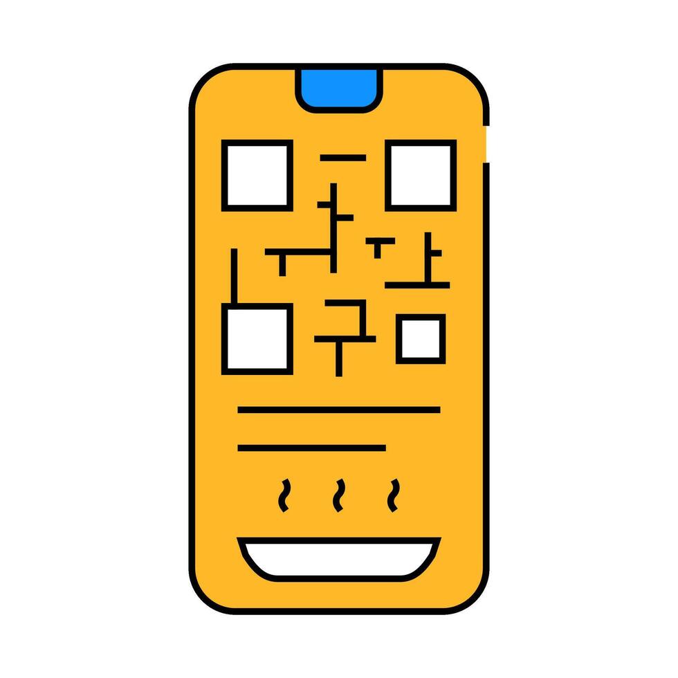 qr code to receive food in canteen icon color illustration vector