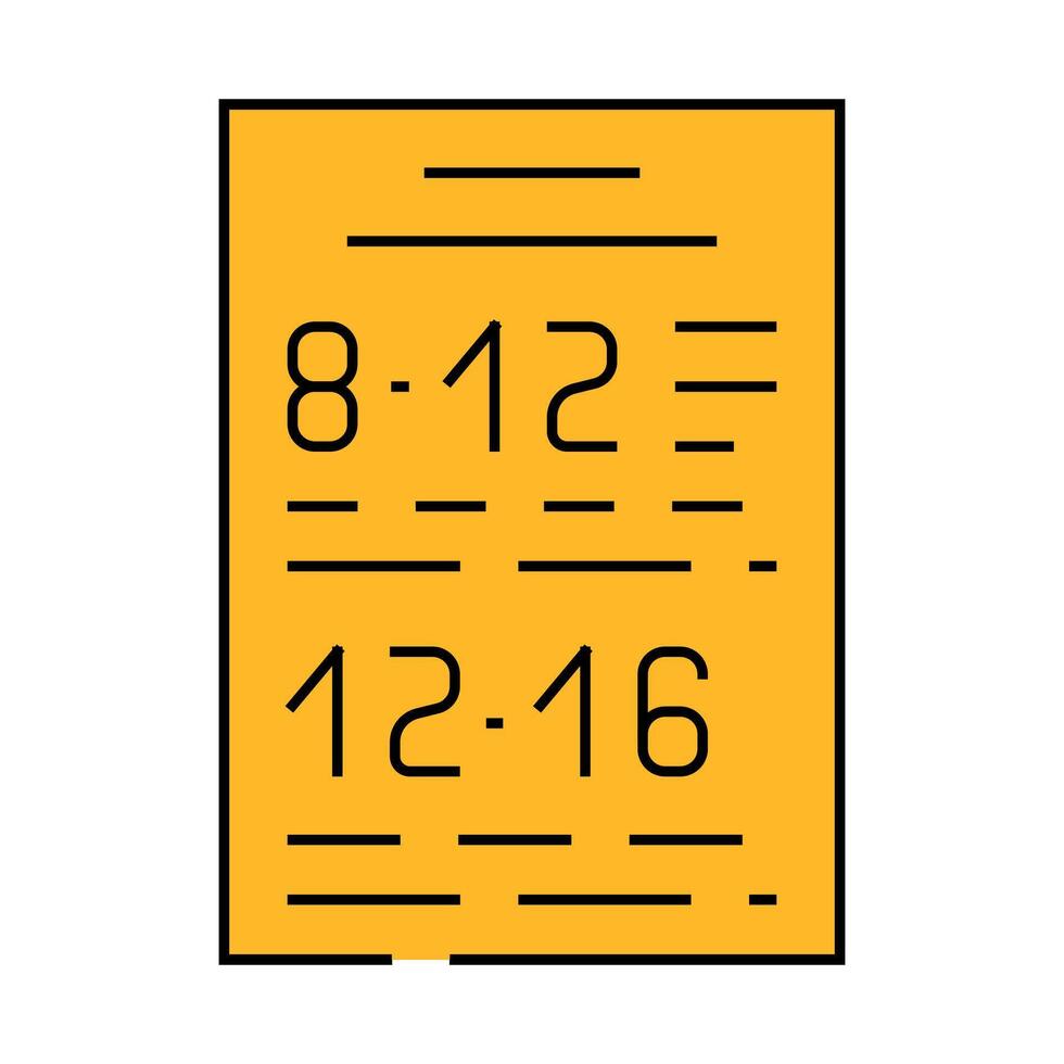 schedule of canteen work icon color illustration vector