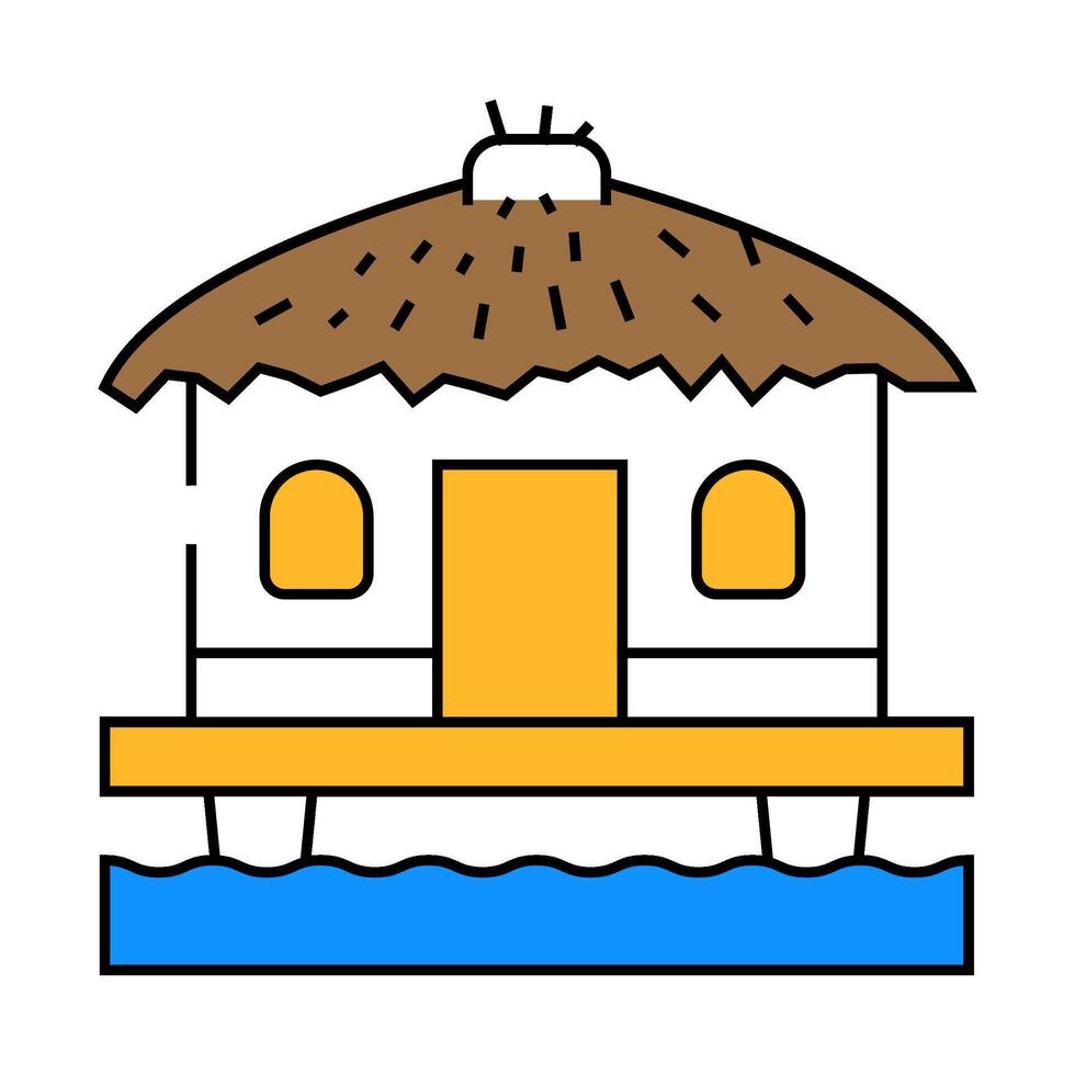 bungalow on water house icon color illustration vector