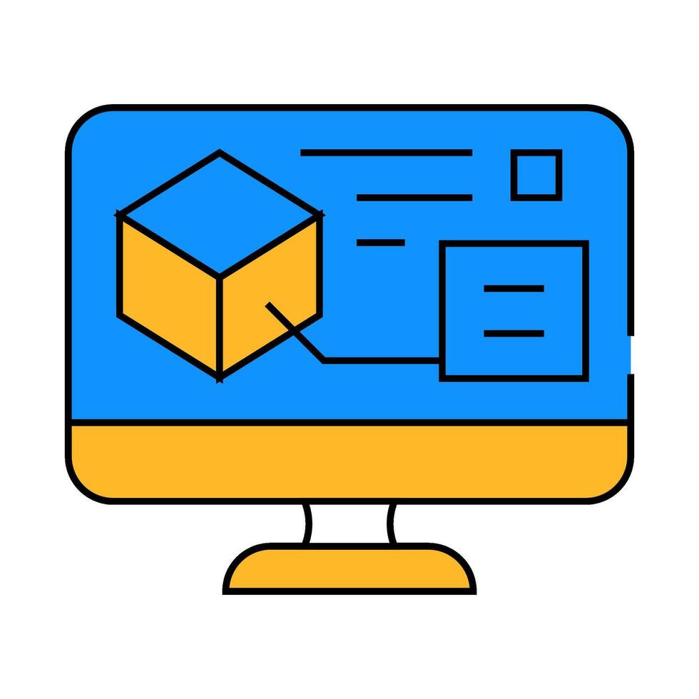 digital model on computer screen icon color illustration vector