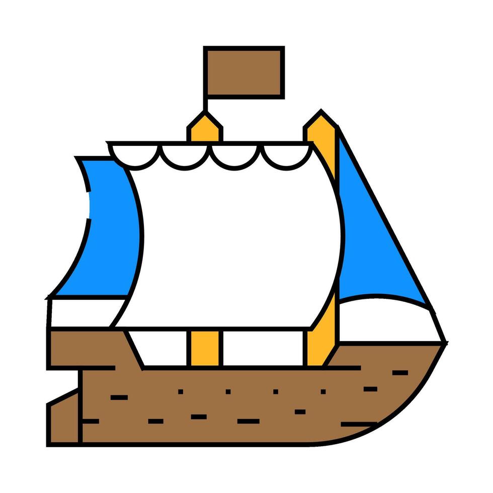 ship pirate icon color illustration vector