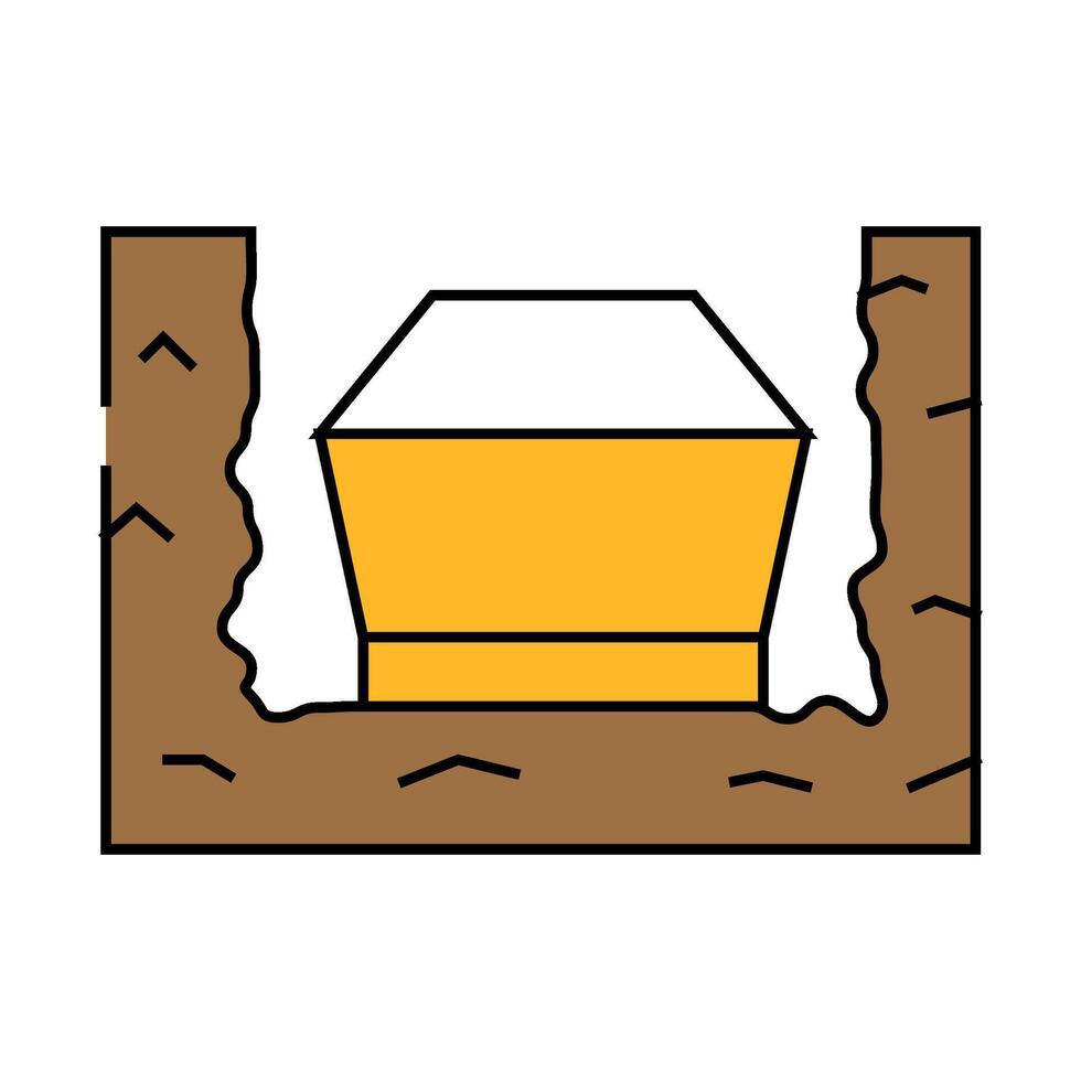 coffin in ground icon color illustration vector