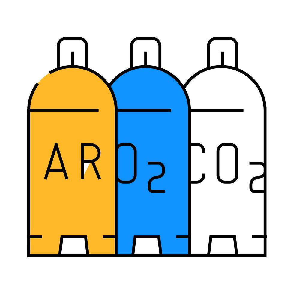 welding gases argon, oxygen, carbon dioxide icon color illustration vector