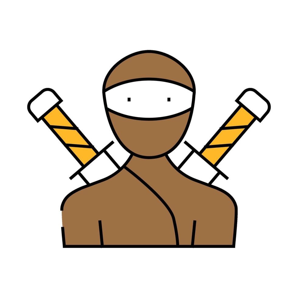 ninja fantasy character icon color illustration vector