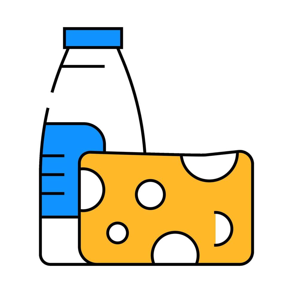 milk and cheese dairy product icon color illustration vector
